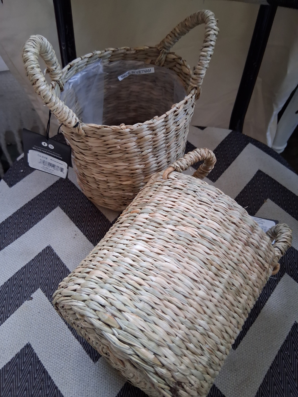 Woven Natural Seagrass Storage Basket with Handles